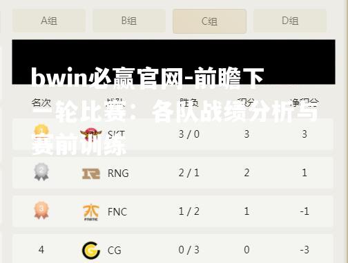 前瞻下一轮比赛：各队战绩分析与赛前训练
